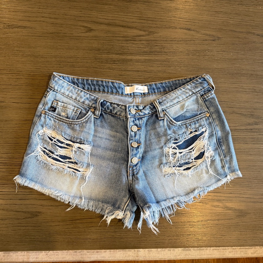 KanCan Light Blue Distressed Jean Shorts